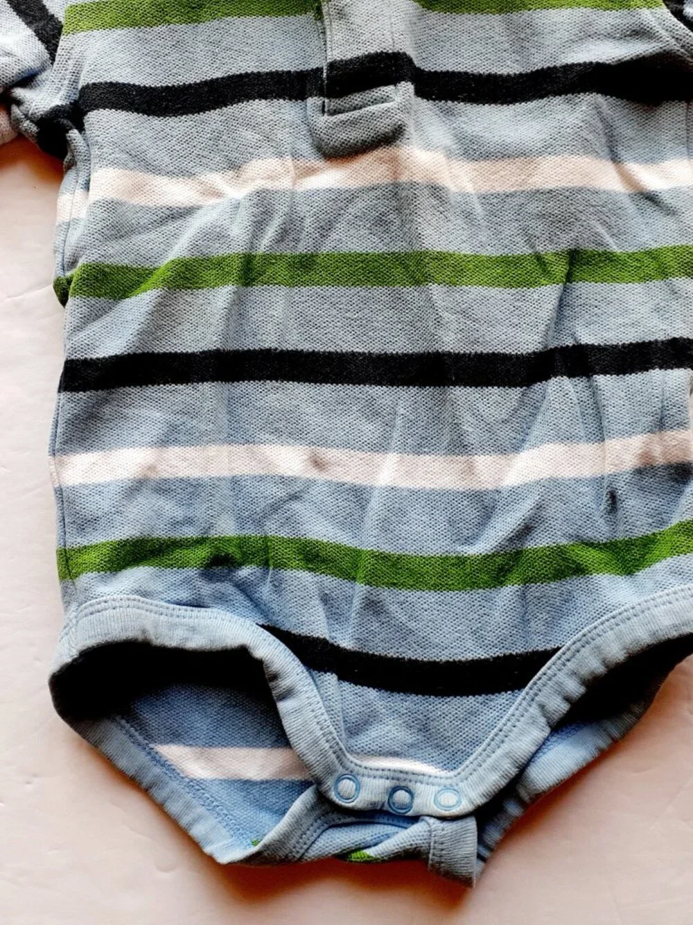 Gymboree Boys Shirt Polo Bodysuit Blue Stripe Short Sleeve 18-24 Months